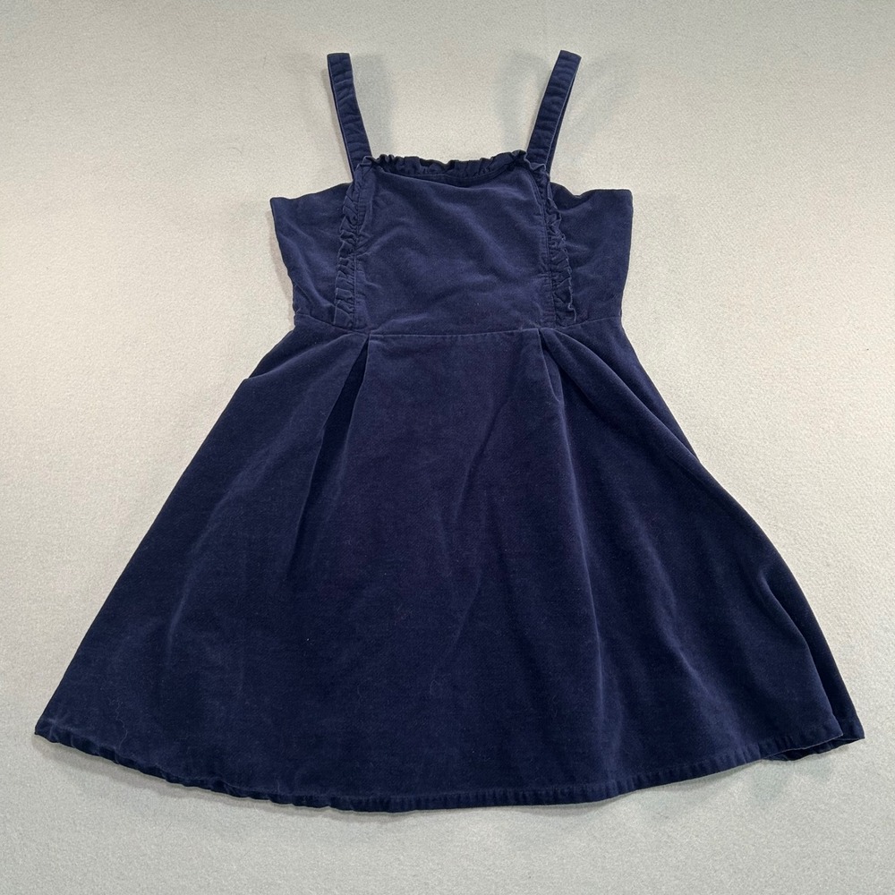 Janie and Jack Corduroy Dress Kids Size 12 Navy Blue Ruffle Trim Sleeveless